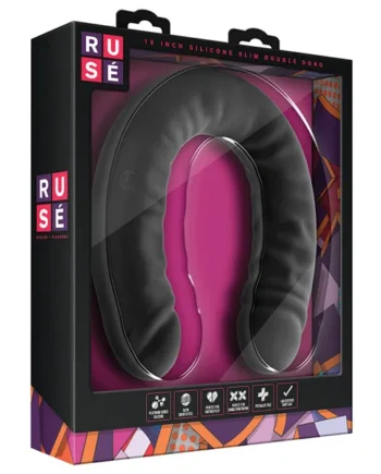 Ruse Silicone Double Headed G-Spot Black 18-Inch Long Double Dildo