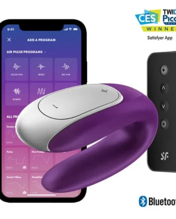 Satisfyer double fun partner couple vibrator sex toy masturbator remote control purple