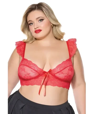Scallop Stretch Lace Soft Cup Bralette – Red QN