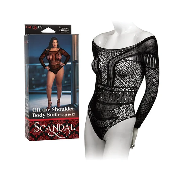 Scandal Plus Size Off The Shoulder Body Suit - Black