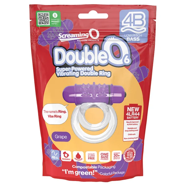 Screaming O 4B Deep Rumbling DoubleO 6 Vibrating Ring - Grape
