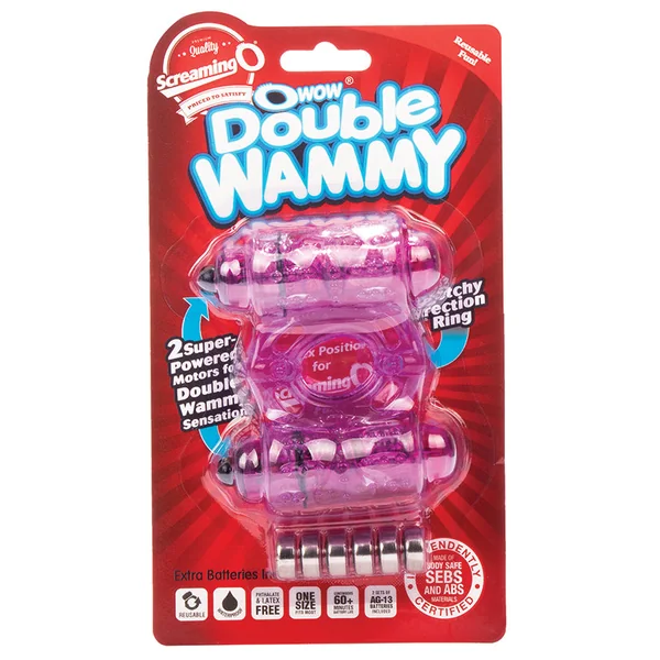 Screaming O O Wow Double Wammy Vibrating Ring - Purple