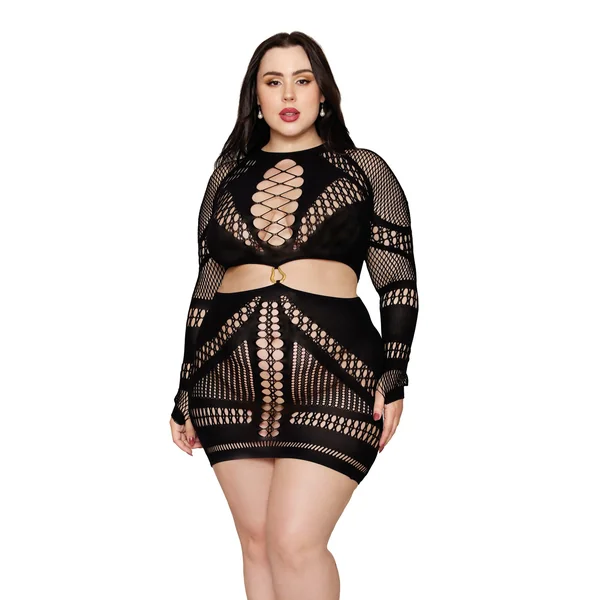 Seamless Chemise w/Gold Ring Detail - Black QN