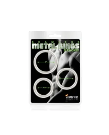 Seamless Metal Cock Ring 3 Pc Set