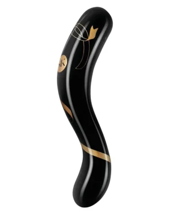 Secret Kisses - 7 Inch Handblown Double Ended Dildo - Black