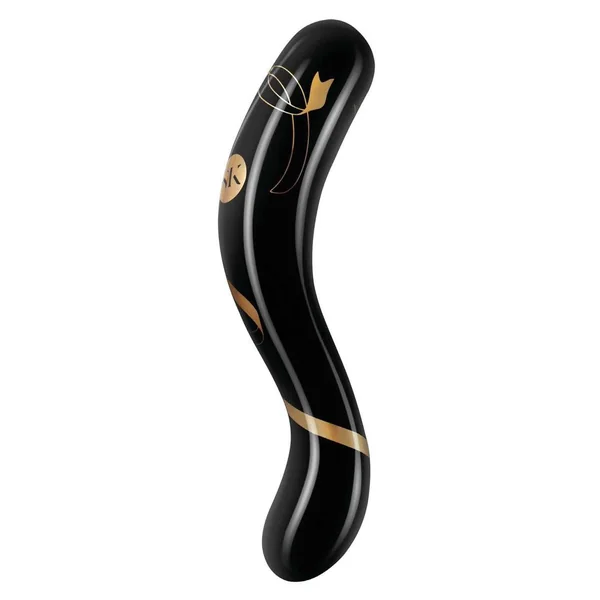 Secret Kisses - 7 Inch Handblown Double Ended Dildo - Black