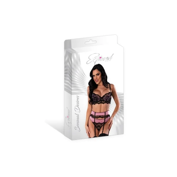 SENSUAL DESIRES BRA CINCHER & THONG MAUVE L/XL