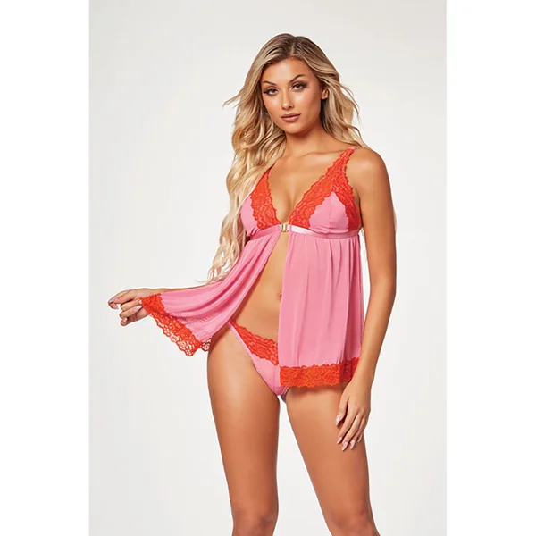 Seven til Midnight – Babydoll Lace Trim Ribbon Accent – Pink