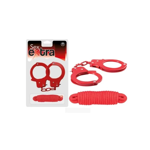 SEX EXTRA – METAL CUFFS & LOVE ROPE RED