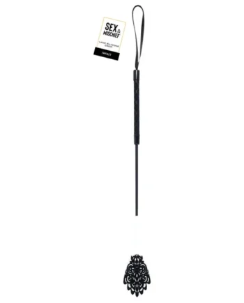 Sex & Mischief Lace Silicone Crop – Black/White 50 cm Crop Whip