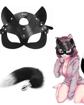 Sex Toys for Woman Cosplay Fox Mask Tail Anal Plug Metal Anus Butt Plug Mask Half Cat Mask Party Sexy Adult Mask Game Masks BDSM