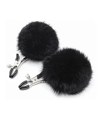 Sexy AF Nipple Clamps – Black Puff Ball