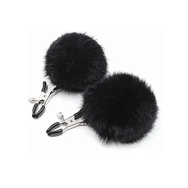 Sexy AF Nipple Clamps – Black Puff Ball