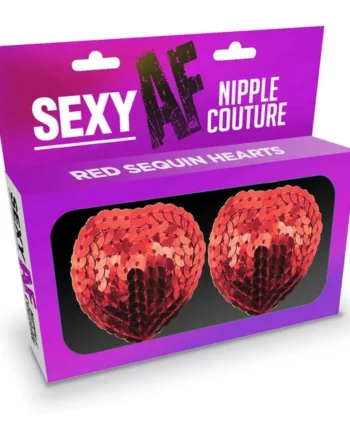 Sexy Af Nipple Couture Red Sequin Hearts