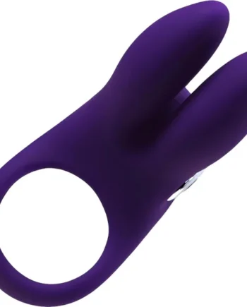 Sexy Bunny Rechargeable Silicone Vibrating Cock Ring by VeDO - Purple