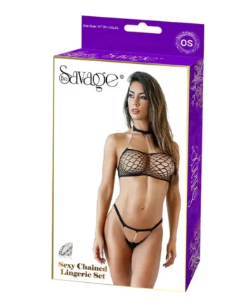 SEXY CHAINED LINGERIE SET BLACK