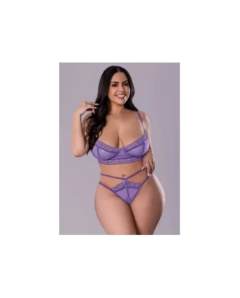 SHEER PASSION HALTER TEDDY PERIWINKLE 2XL