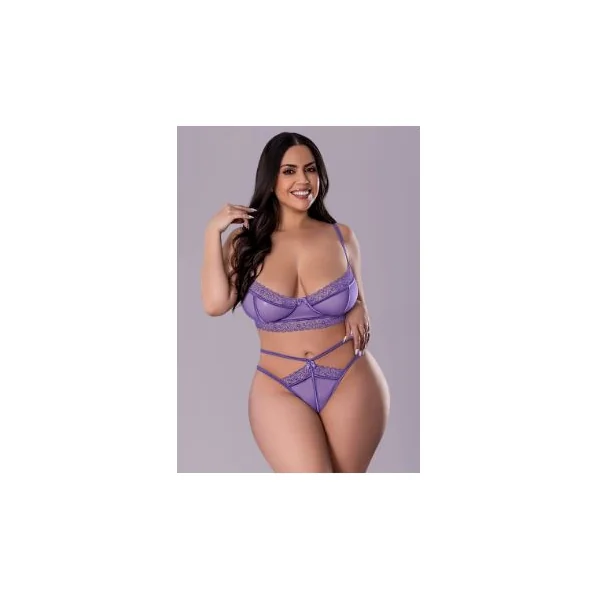 SHEER PASSION HALTER TEDDY PERIWINKLE 2XL