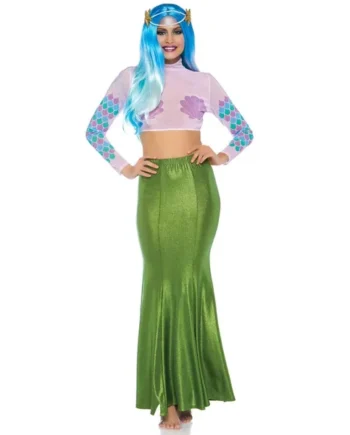 Shimmer Spandex Mermaid Costume Maxi Skirt - Small-Medium - Green
