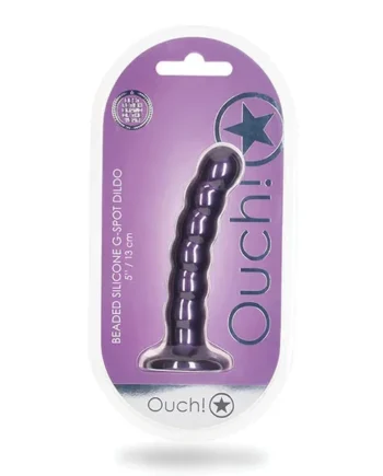 Shots Ouch 5″ Beaded G-Spot Dildo – Metallic Purple