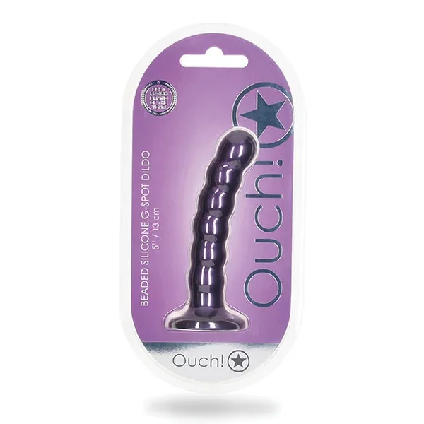 Shots Ouch 5″ Beaded G-Spot Dildo – Metallic Purple