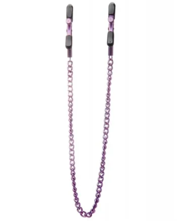 Shots Ouch Adjustable Nipple Clamps w/Chain – Purple