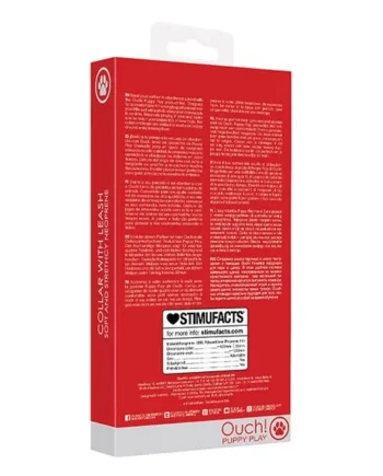 Shots Ouch Puppy Play Puppy Collar w/Leash – Red