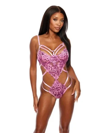 Showtime Strappy Floral Lace Teddy