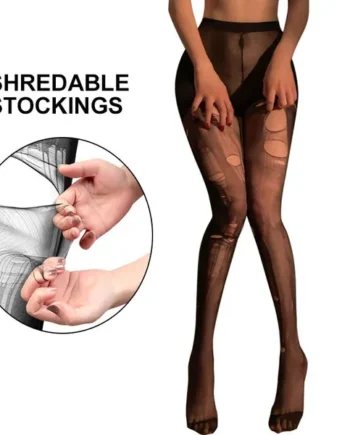 Shreddable Black Pantyhose Tease Pantyhose Leggings