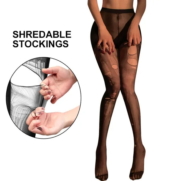 Shreddable Black Pantyhose Tease Pantyhose Leggings