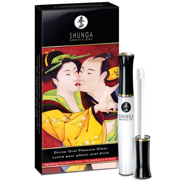 Shunga Divine Oral Pleasure Gloss - Sparkling Strawberry Wine