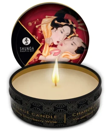 SHUNGA - MINI CARESS BY CANDELIGHT STRAWBERRIES AND CAVA MASSAGE CANDLE 30 ML