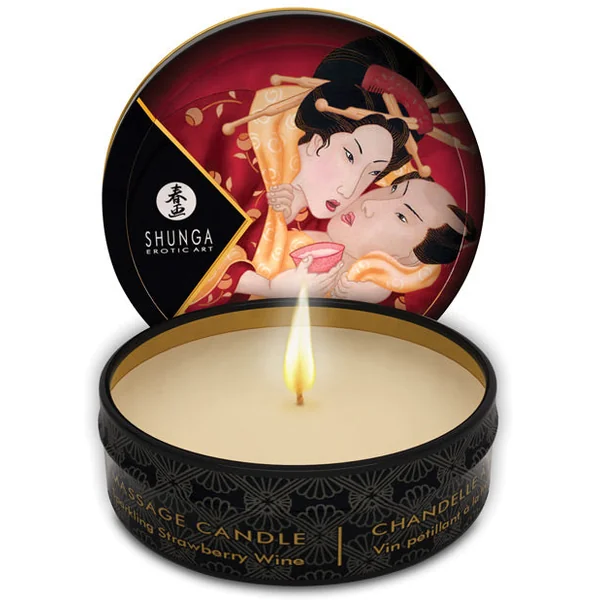 Shunga Romance Mini Candlelight Massage Candle - 1 Oz Sparkling Strawberry Wine