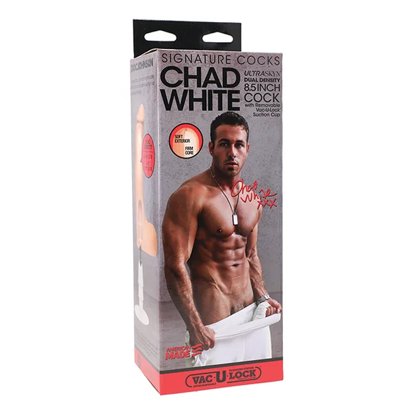 SIGNATURE COCKS CHAD WHITE 8.5 IN ULTRASKYN COCK W/ SUCTION CUP