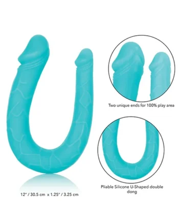 SILICONE DOUBLE DONG TEAL AC/DC