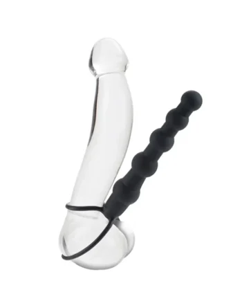 Silicone Love Rider Beaded Dual Penetrator - Black