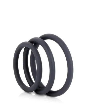 Silicone Thin Cock Ring 3 Pack by Optimale Black