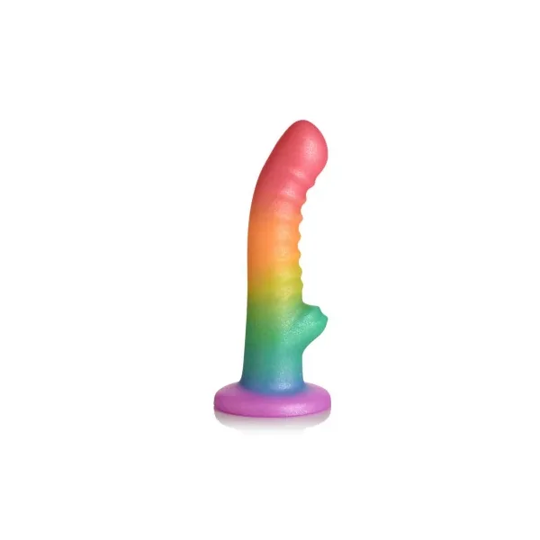 Simply Sweet Ribbed Rainbow Dildo, 6.0 Inch Insertable, 1.3 Inch Max Width