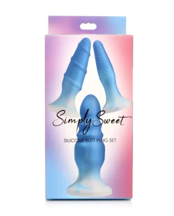 SIMPLY SWEET SILICONE BUTT PLUG SET BLUE