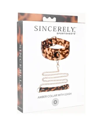 Sincerely, Sportsheets Amber Adjustable Collar with Leash Tortoiseshell