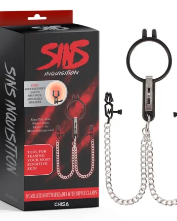 SINS Humiliate Mouth Spreader with Nipple Clamps