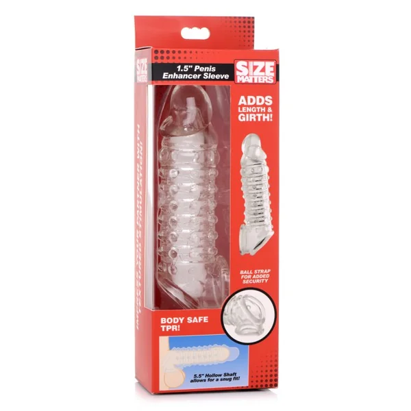 SIZE MATTERS 1.5IN PENIS ENHANCER SLEEVE CLEAR