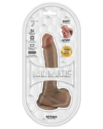SKINSATIONS SKINLASTIC SLIDING SKIN 7IN DILDO W/ SUCTION BASE