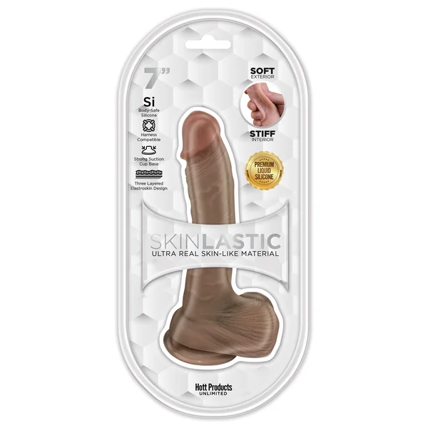 SKINSATIONS SKINLASTIC SLIDING SKIN 7IN DILDO W/ SUCTION BASE