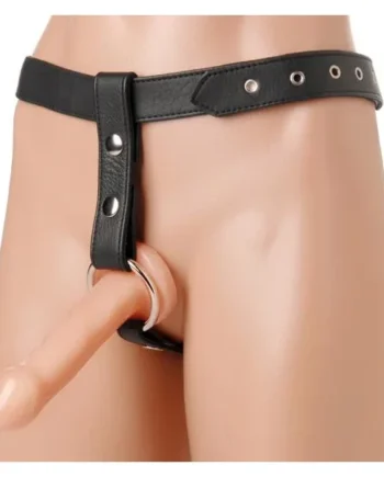 Slim Strap Leather Dildo Harness