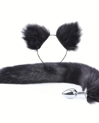 SM Metal Fox Tail Ear Set Tail Butt Plug With Ear Set For Cosplay Sex Game