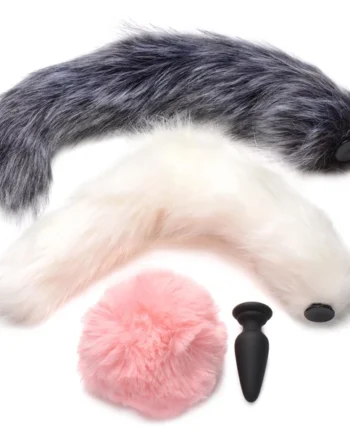 Snap-on Silicone Anal Plug and 3 Interchangeable Tails