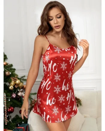 Snowflake & Letter Graphic Satin Cami Night Dress