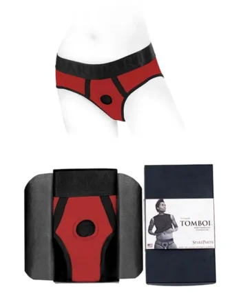 SpareParts Tomboi Nylon Briefs Harness Red/Black Size L
