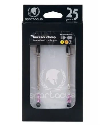 Spartacus Adjustable Tweezer Nipple Clamps w/Purple Beads